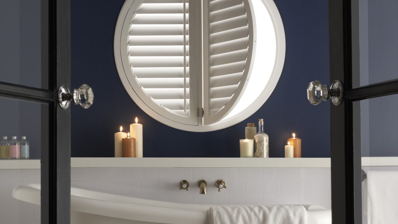 Bathroom shutters round window